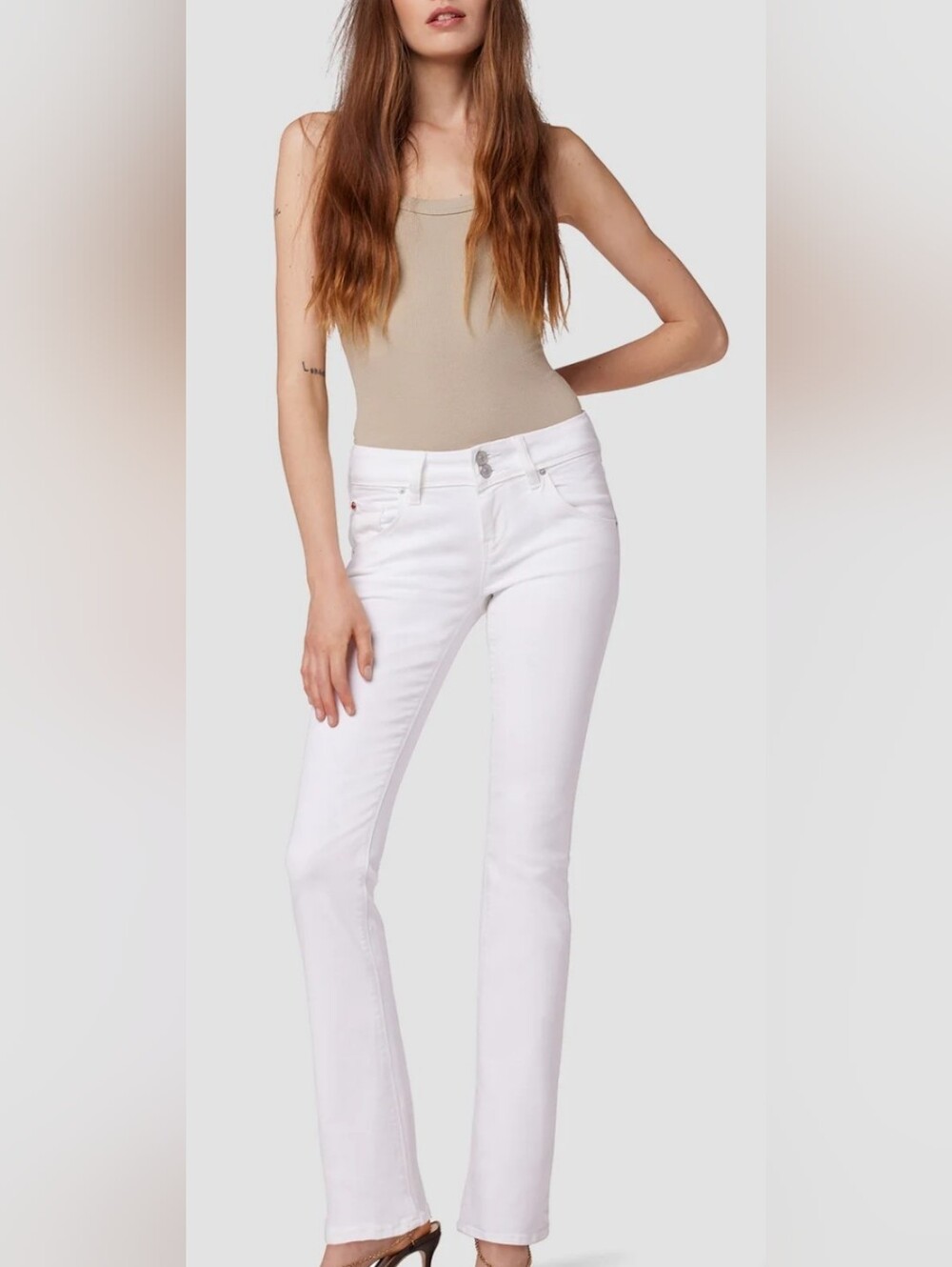 NWT Hudson White Mid-Rise Jeans. Bootcut Ankle Decorative Back Pockets Size 26.